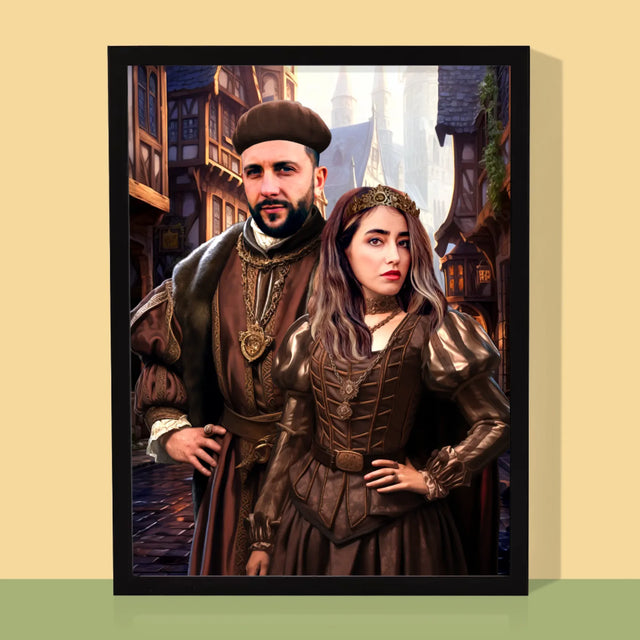 Koninklijk Portret: Adellijk Paar - Afdruk Met Frame 30X40 (Verticaal)