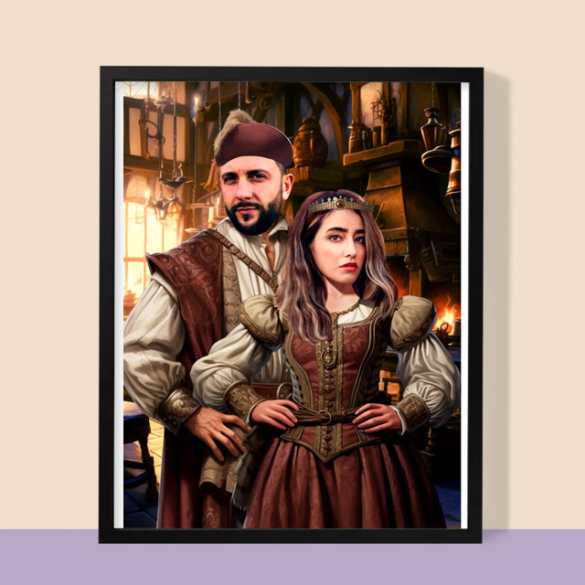 Koninklijk Portret: Aristocratische Koppel - Afdruk Met Frame 30X40 (Verticaal)