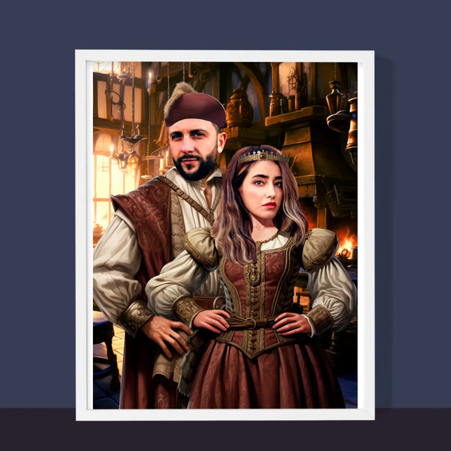 Koninklijk Portret: Aristocratische Koppel - Afdruk Met Frame 30X40 (Verticaal)