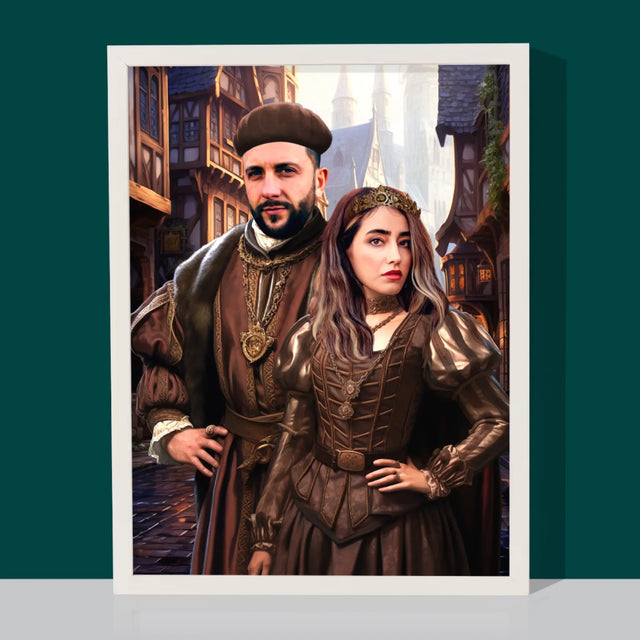 Koninklijk Portret: Adellijk Paar - Afdruk Met Frame 30X40 (Verticaal)