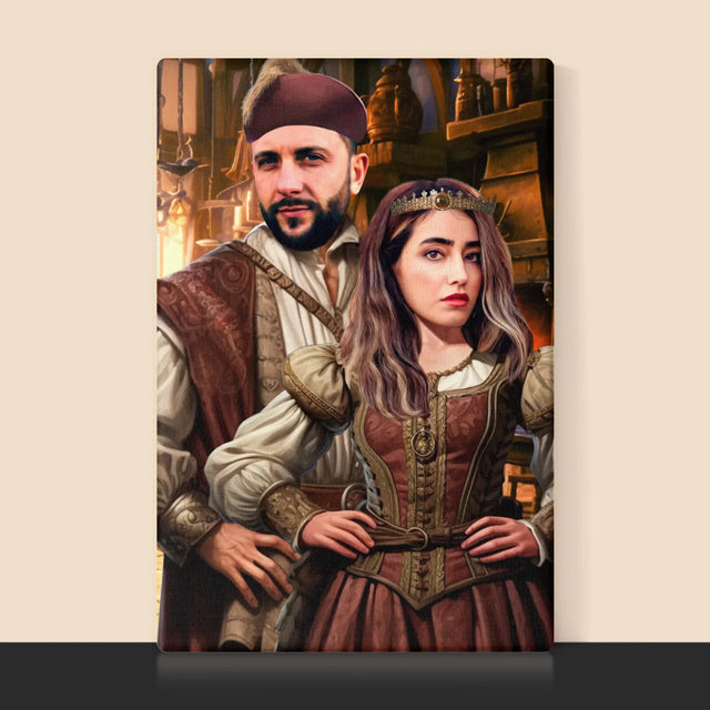 Koninklijk Portret: Aristocratische Koppel - Afdruk Met Frame 30X40 (Verticaal)