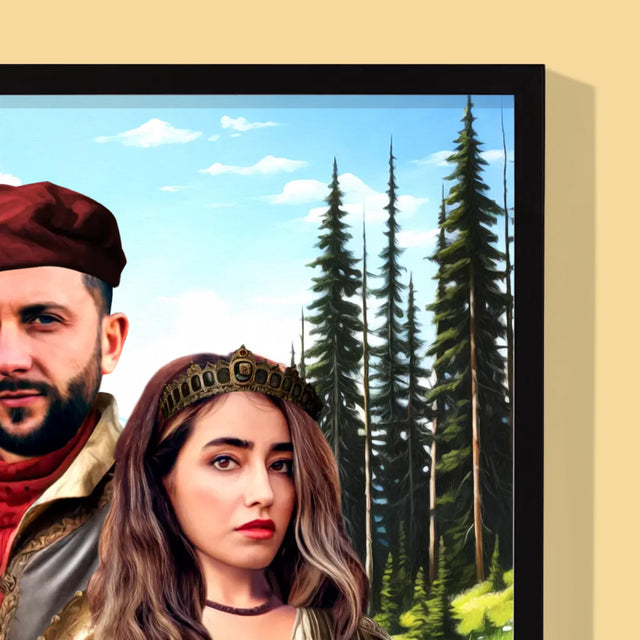 Koninklijk Portret: Hofelijk Paar - Afdruk Met Frame 30X40 (Verticaal)