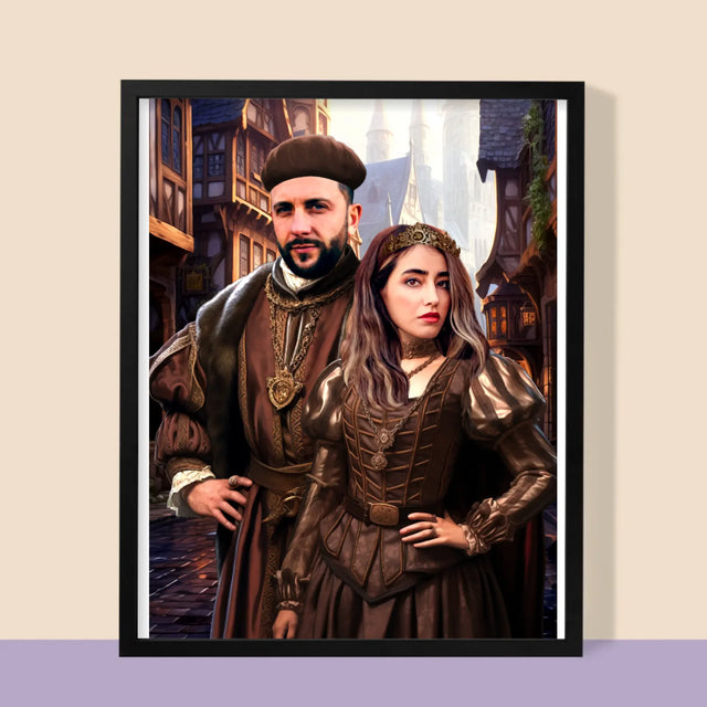 Koninklijk Portret: Adellijk Paar - Afdruk Met Frame 30X40 (Verticaal)