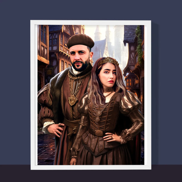 Koninklijk Portret: Adellijk Paar - Afdruk Met Frame 30X40 (Verticaal)