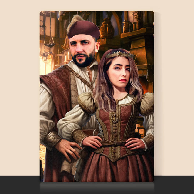 Koninklijk Portret: Aristocratische Koppel - Afdruk Met Frame 30X40 (Verticaal)