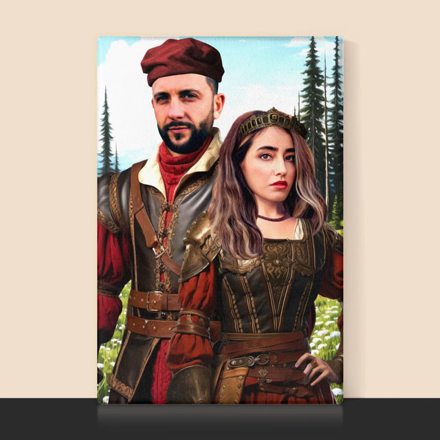 Koninklijk Portret: Hofelijk Paar - Afdruk Met Frame 30X40 (Verticaal)