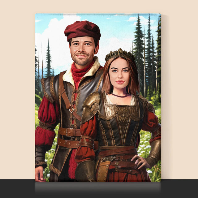 Koninklijk Portret: Hofelijk Paar - Afdruk Met Frame 30X40 (Verticaal)