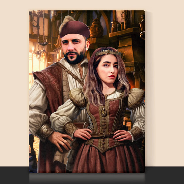 Koninklijk Portret: Aristocratische Koppel - Afdruk Met Frame 30X40 (Verticaal)