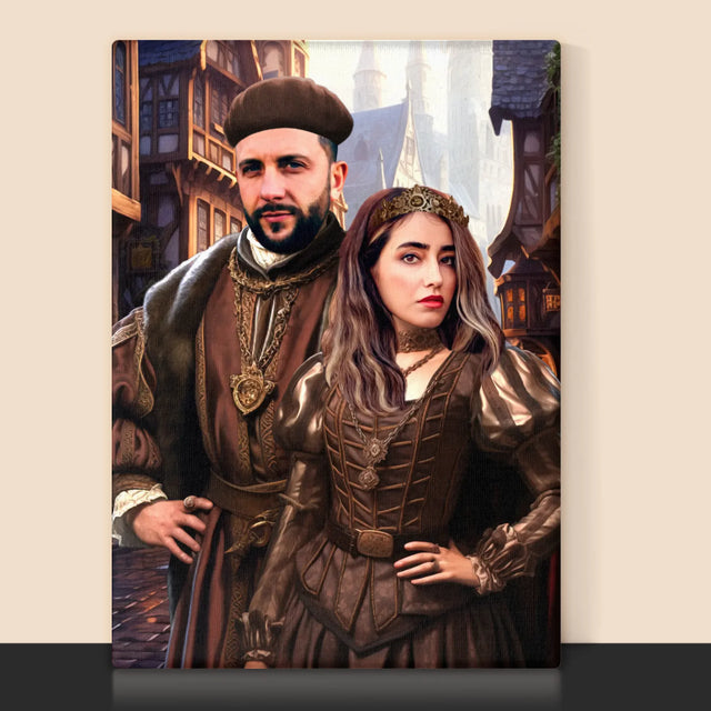 Koninklijk Portret: Adellijk Paar - Afdruk Met Frame 30X40 (Verticaal)