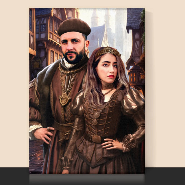 Koninklijk Portret: Adellijk Paar - Afdruk Met Frame 30X40 (Verticaal)