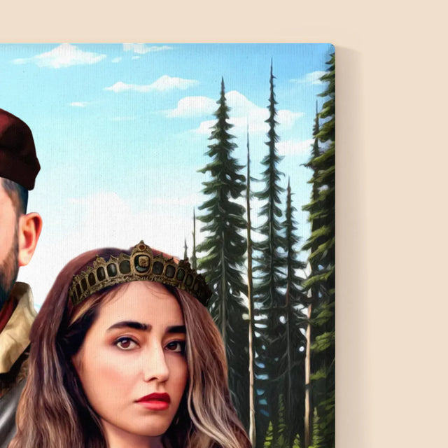 Koninklijk Portret: Hofelijk Paar - Afdruk Met Frame 30X40 (Verticaal)