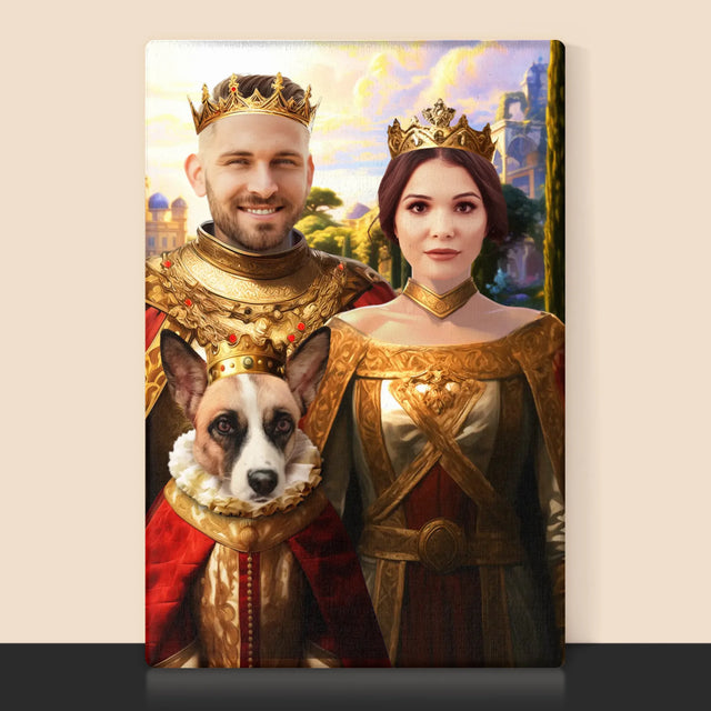 Koninklijk Portret: Het Koninklijke Paar Met Hun Huisdier - Afdruk Met Frame 30X40 (Verticaal)