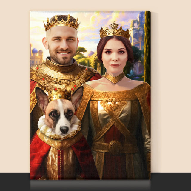 Koninklijk Portret: Het Koninklijke Paar Met Hun Huisdier - Afdruk Met Frame 30X40 (Verticaal)