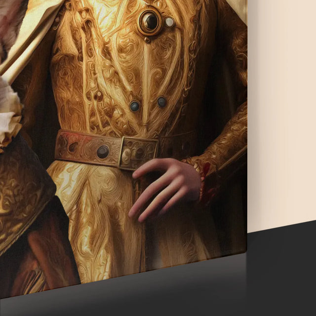 Koninklijk Portret: Koning En Koningin Met Huisdier - Afdruk Met Frame 30X40 (Verticaal)