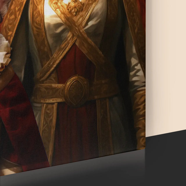 Koninklijk Portret: Het Koninklijke Paar Met Hun Huisdier - Afdruk Met Frame 30X40 (Verticaal)