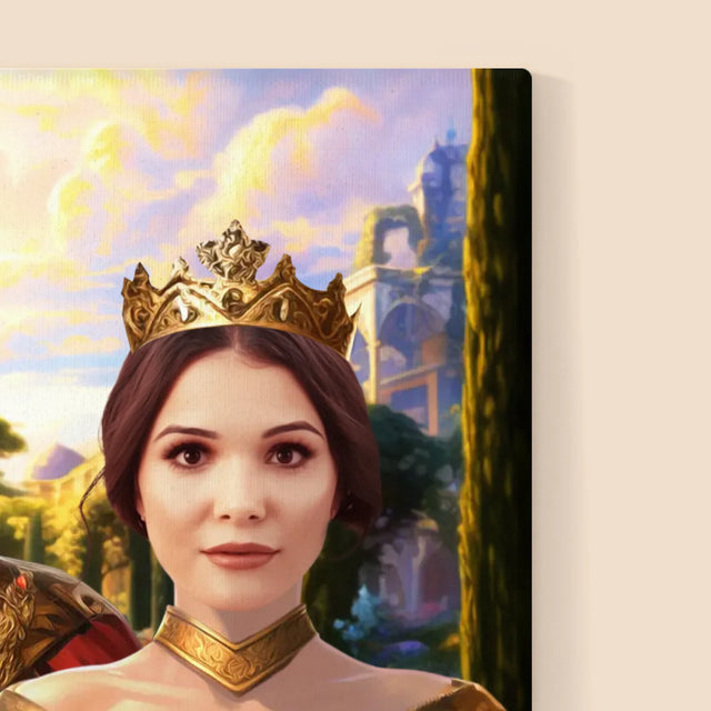 Koninklijk Portret: Het Koninklijke Paar Met Hun Huisdier - Afdruk Met Frame 30X40 (Verticaal)