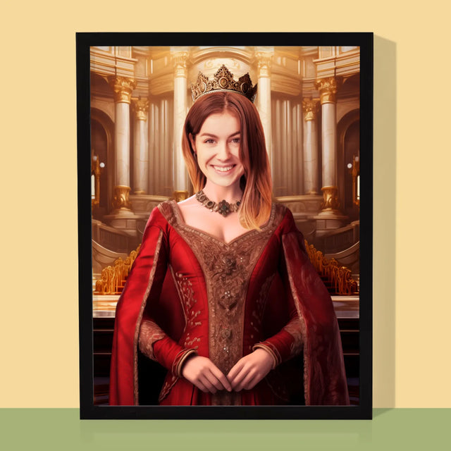 Koninklijk Portret: Koningin - Afdruk Met Frame 30X40 (Verticaal)