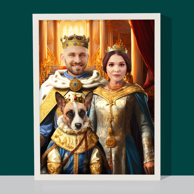 Koninklijk Portret: Heersers Met Huisdier - Afdruk Met Frame 30X40 (Verticaal)