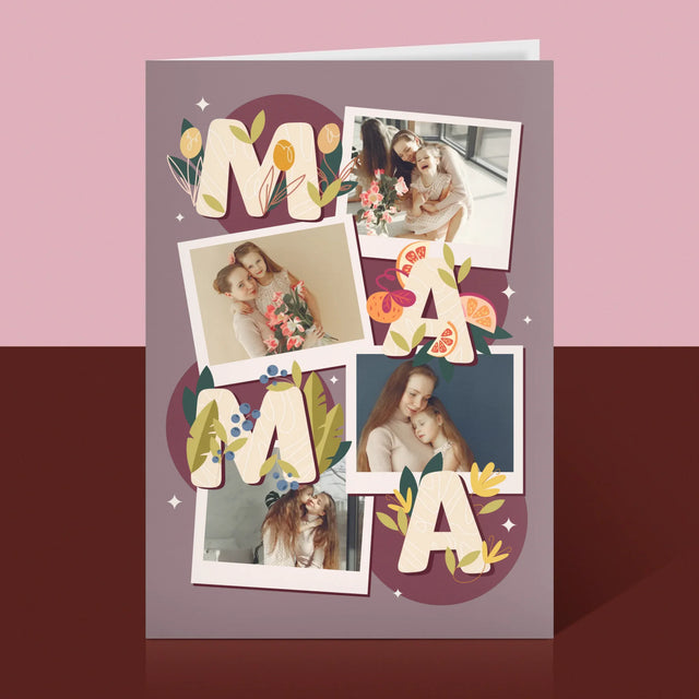 Fotocollage: Letters Mama - Wenskaart