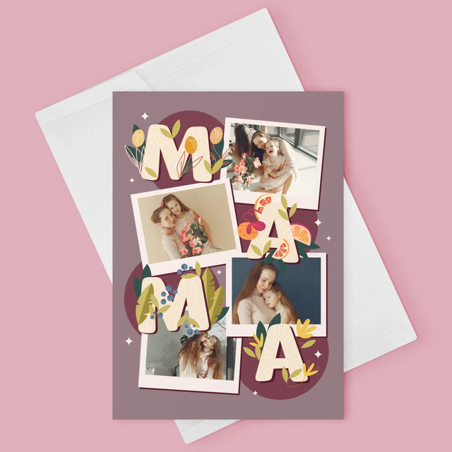 Fotocollage: Letters Mama - Wenskaart
