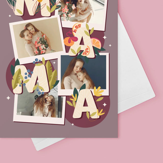 Fotocollage: Letters Mama - Wenskaart