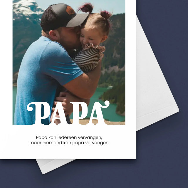 Foto En Handtekening: Onvervangbare Papa, Toewijding - Wenskaart