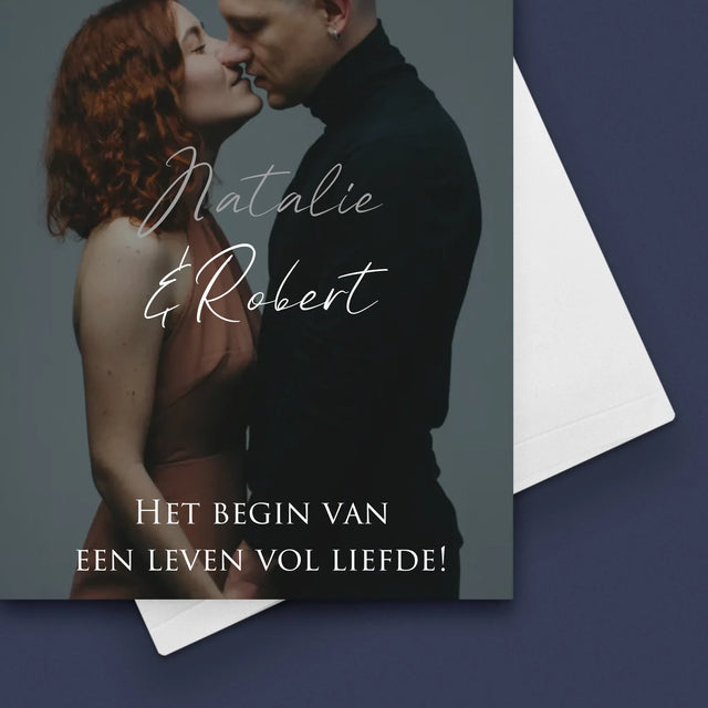 Foto En Handtekening: Trouwfoto Met Wensen - Wenskaart