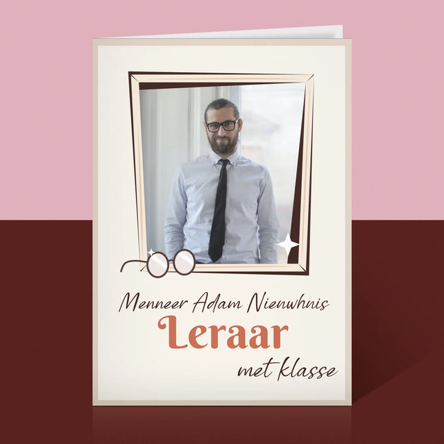 Foto En Handtekening: Leraar Met Klasse - Wenskaart