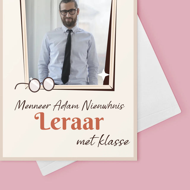 Foto En Handtekening: Leraar Met Klasse - Wenskaart