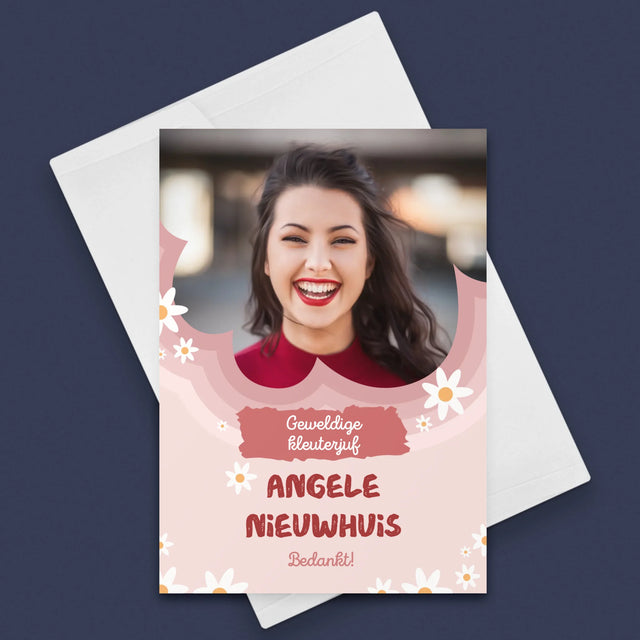 Foto En Handtekening: Geweldige Kleuterjuf - Wenskaart