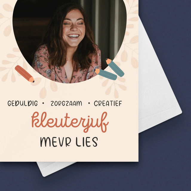 Foto En Handtekening: Kleuterjuf - Wenskaart