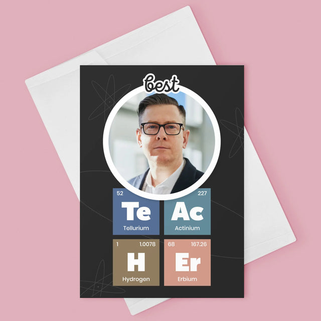 Foto En Handtekening: Teacher Chemische Elementen - Wenskaart