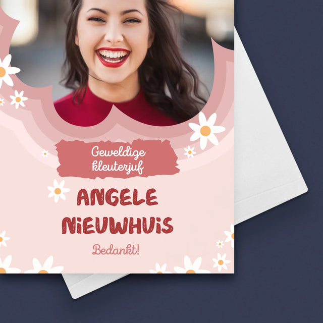 Foto En Handtekening: Geweldige Kleuterjuf - Wenskaart