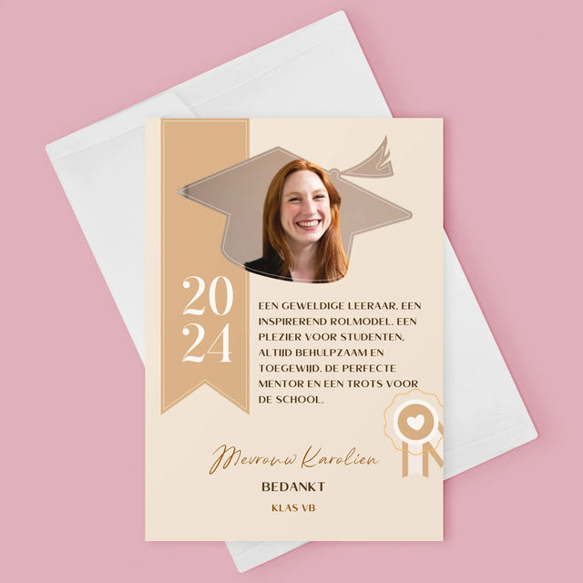 Foto En Handtekening: Diploma Voor De Leerkracht - Wenskaart