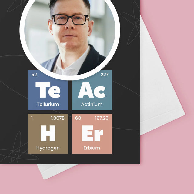 Foto En Handtekening: Teacher Chemische Elementen - Wenskaart