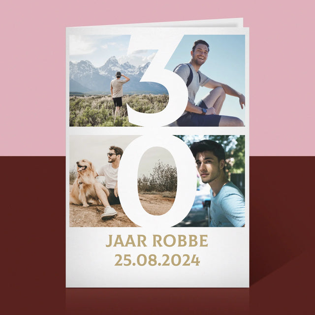 Fotocollage: 30 Jaar, Cijfer Foto'S - Wenskaart