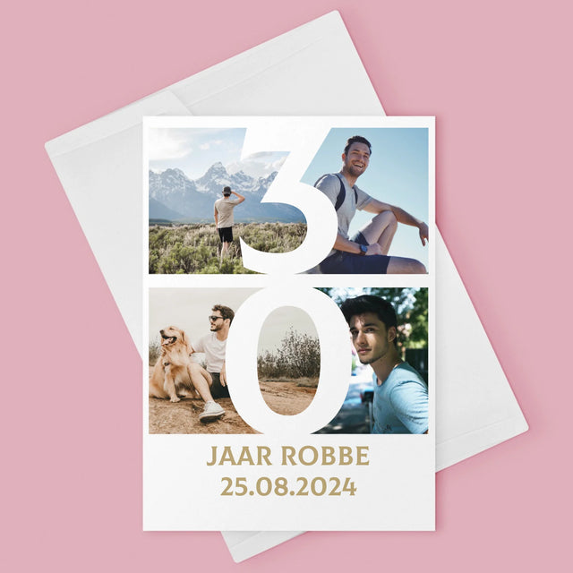 Fotocollage: 30 Jaar, Cijfer Foto'S - Wenskaart