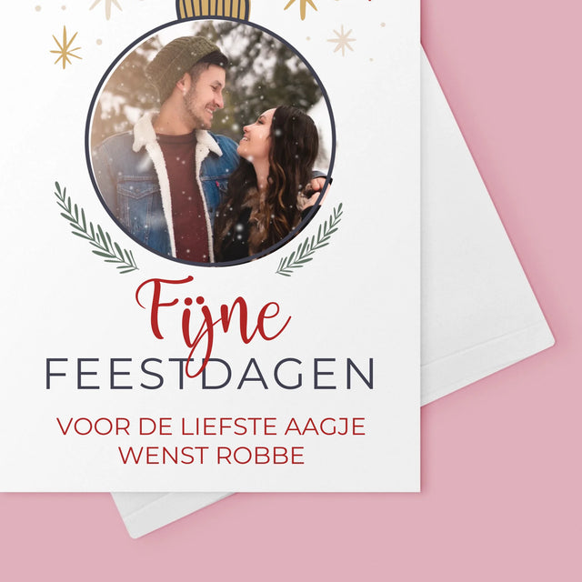 Foto En Handtekening: Fijne Feestdagen Kerstbal - Wenskaart