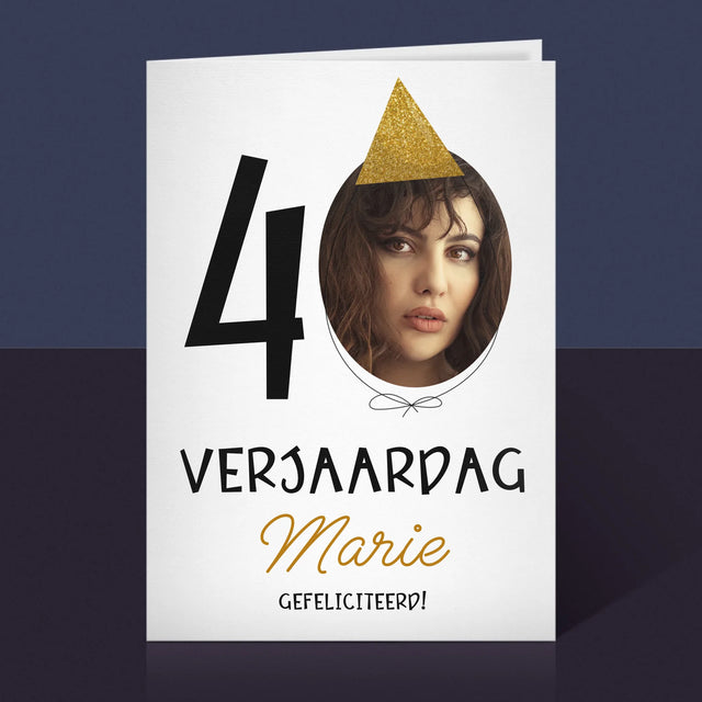 Foto En Handtekening: 40 Verjaardag Pet - Wenskaart