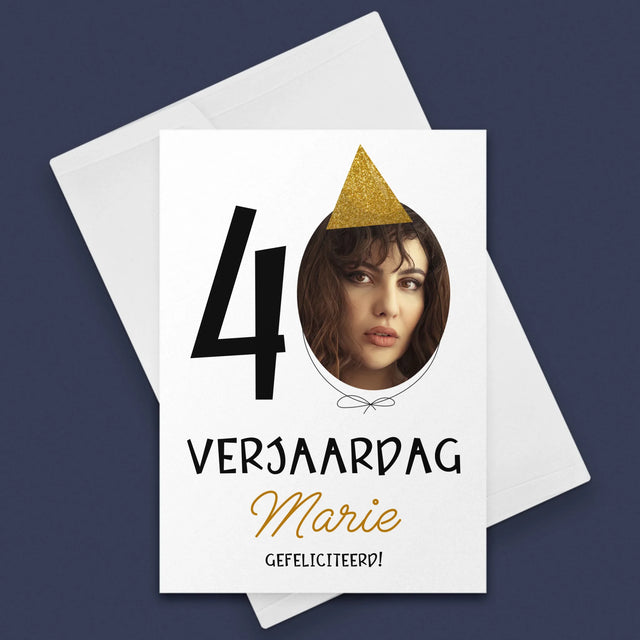 Foto En Handtekening: 40 Verjaardag Pet - Wenskaart