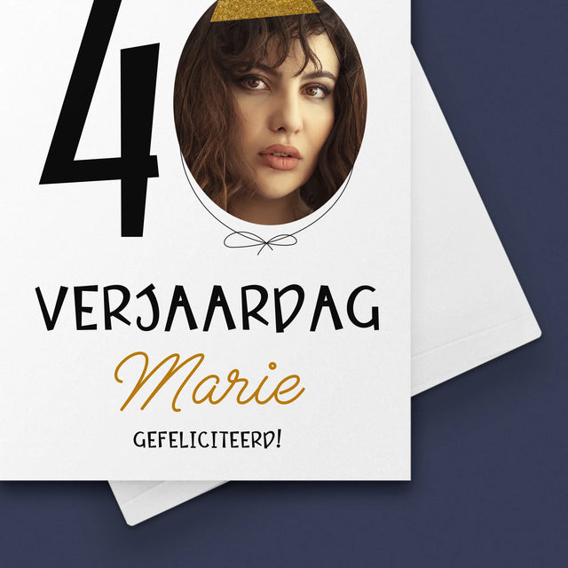 Foto En Handtekening: 40 Verjaardag Pet - Wenskaart