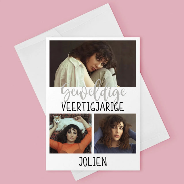 Fotocollage: Geweldige Veertigjarige, Vrouw - Wenskaart