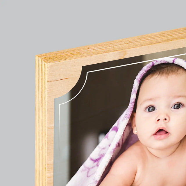 Foto En Handtekening: Doopsel - Afdruk Op Hout (Verticaal)