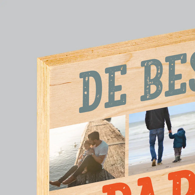 Fotocollage: De Beste Papa Ter Wereld, Foto'S - Afdruk Op Hout (Verticaal)