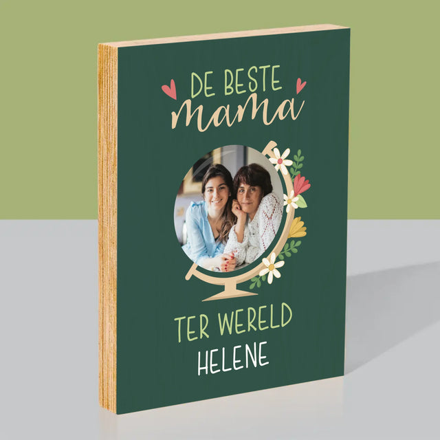 Foto En Handtekening: De Beste Mama Ter Wereld - Afdruk Op Hout (Verticaal)