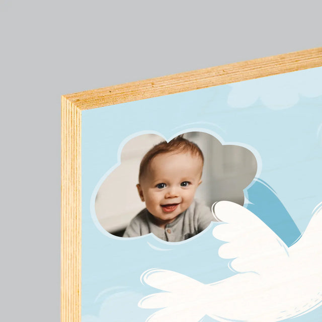 Foto En Handtekening: Souvenir Doopsel - Afdruk Op Hout (Verticaal)