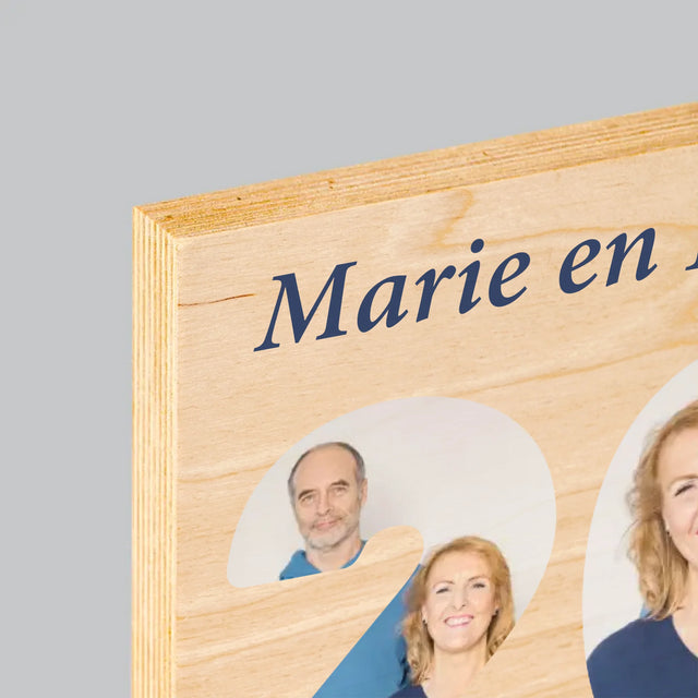 Woord Van Foto'S: 20Ste Huwelijksverjaardag - Afdruk Op Hout (Verticaal)