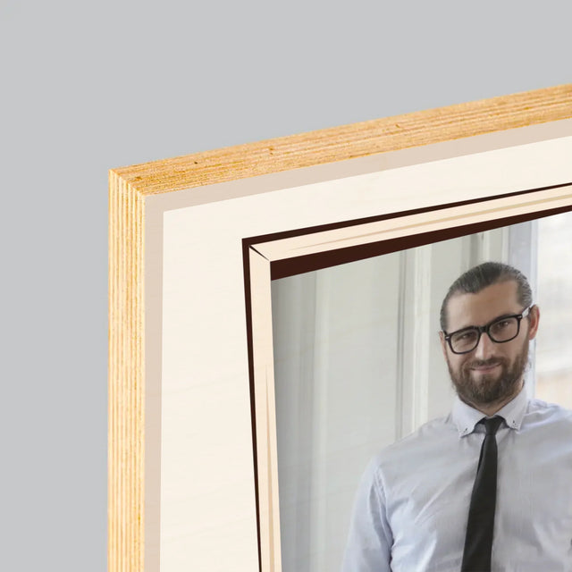 Foto En Handtekening: Leraar Met Klasse - Afdruk Op Hout (Verticaal)