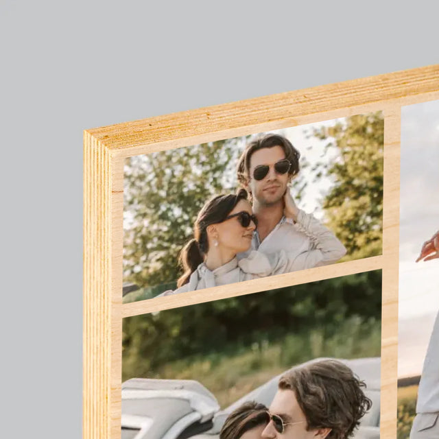 Fotocollage: Familie - Afdruk Op Hout (Verticaal)