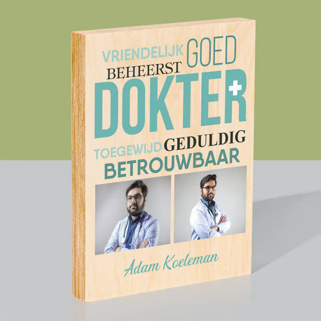 Fotocollage: Dokter Kenmerken - Afdruk Op Hout (Verticaal)